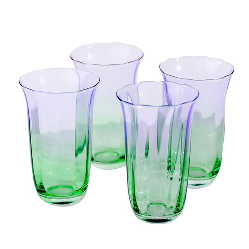 Home Lab Fleur Highball Green Lilac Set Of 4